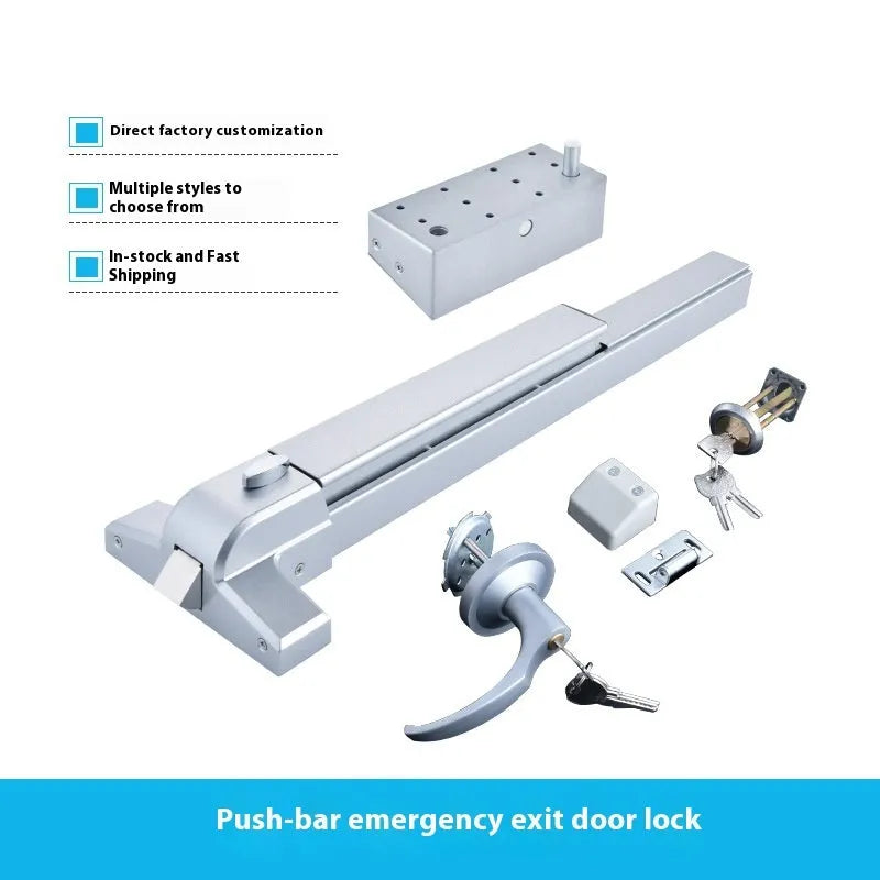 Stainless steel push lock with external handle for 65cm fireproof doors