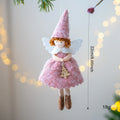 White cloth angel skirt felt pendant ornament with plush construction and hanging loop