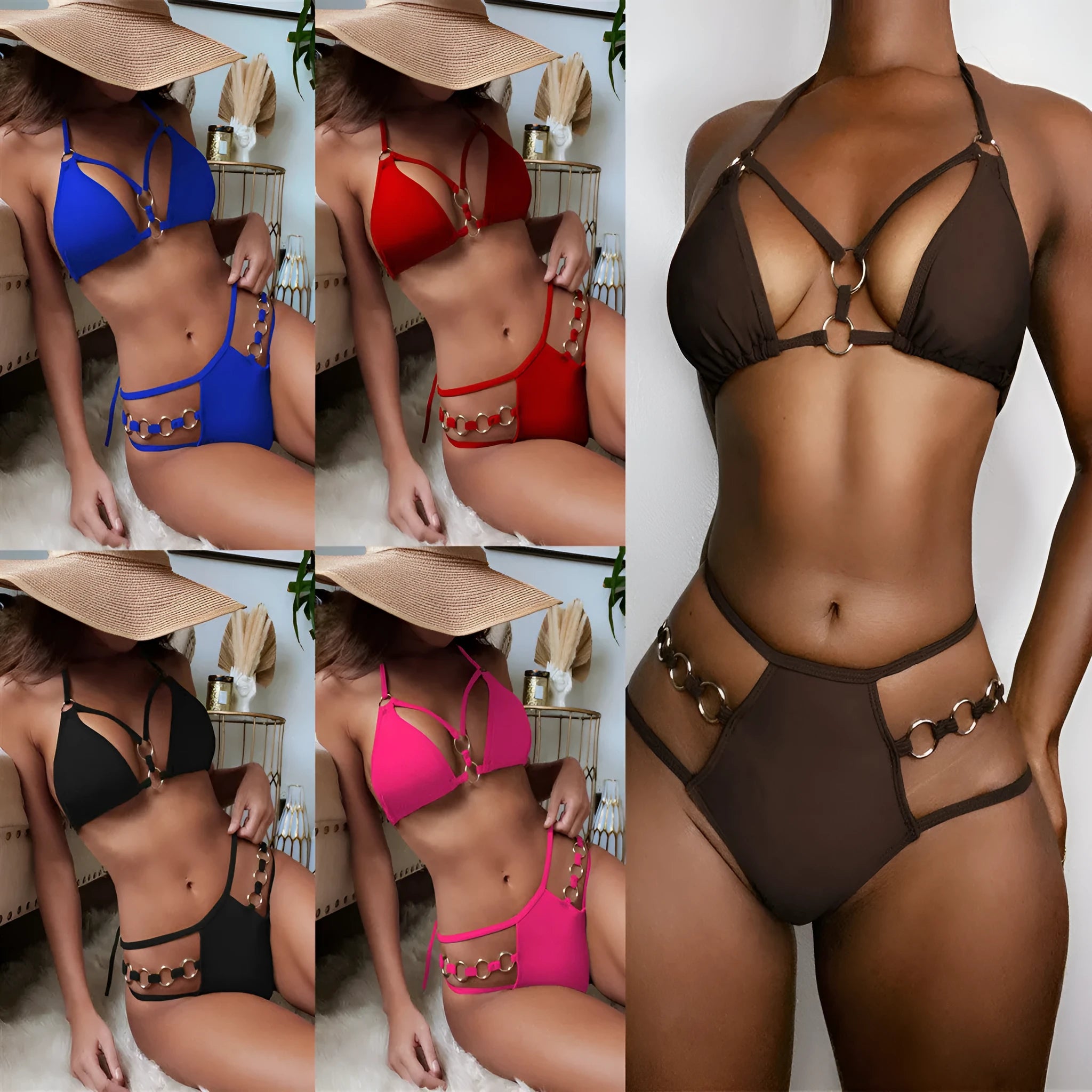Women's separate nylon bikini swimwear set with shorts bottom in multiple colour options