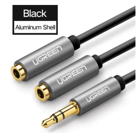 20cm black audio cable with 3.5mm gold-plated connectors and TPE sheathing
