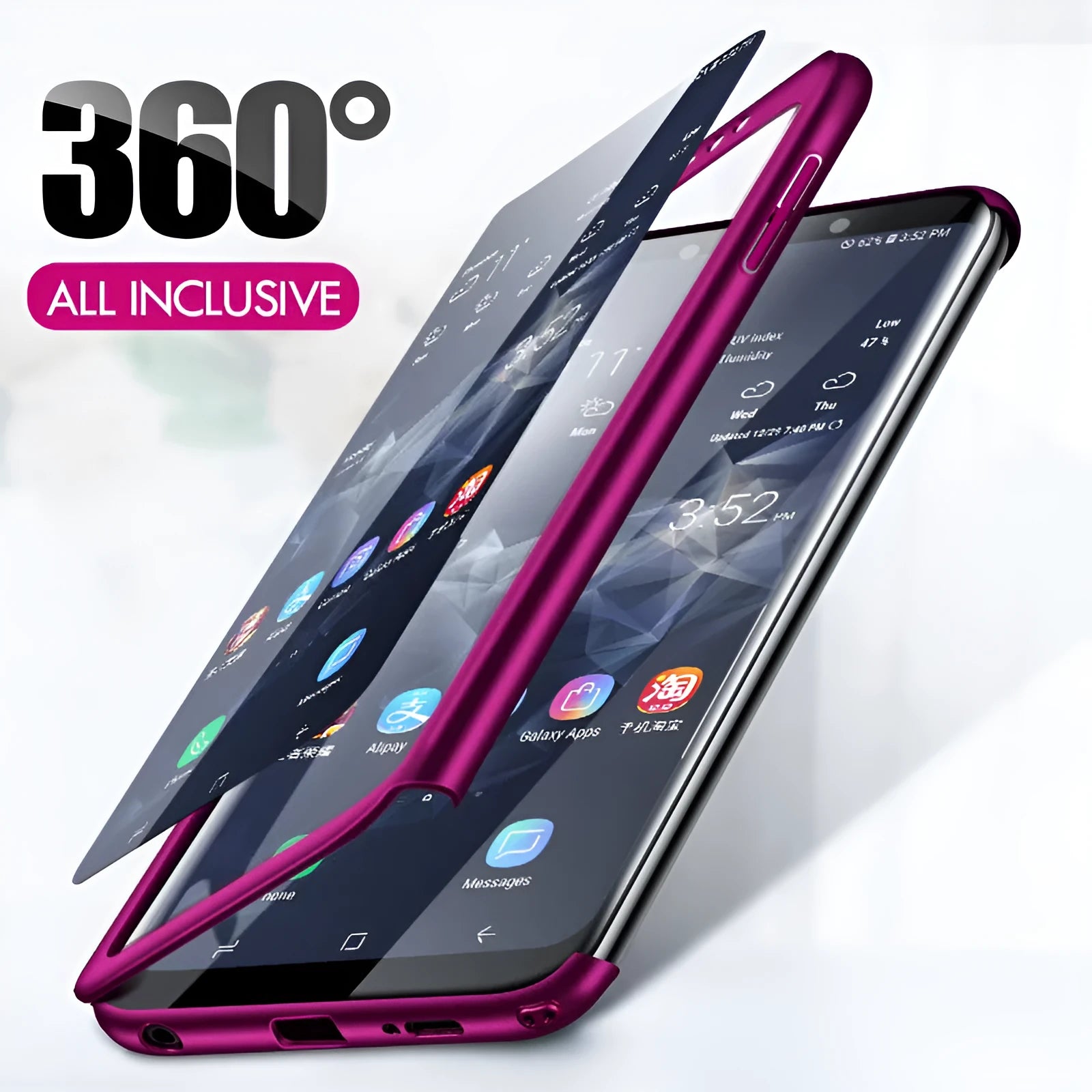 Full cover hard PC phone case with tempered film for Huawei P30 Pro in Black