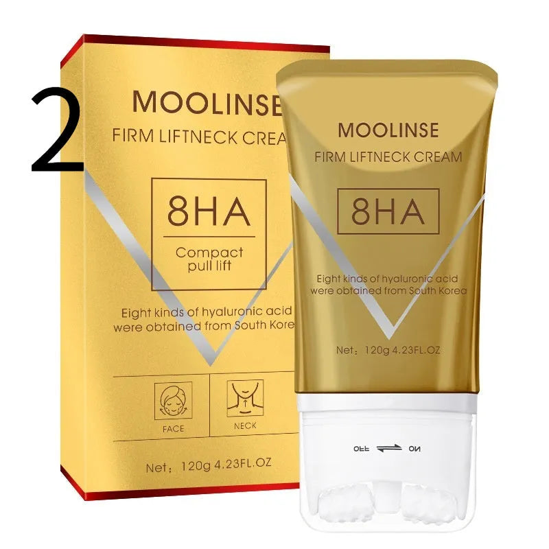 Neck cream tube with roller massage applicator for dry skin moisturising