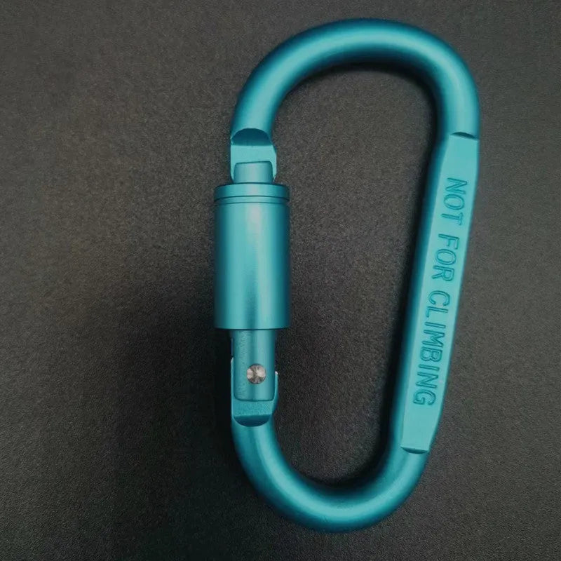 Aluminium D-type locking carabiner with 8cm flat profile in bright colours