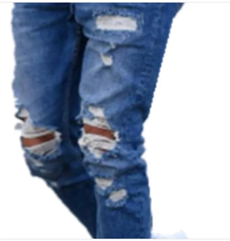 Men's cotton jeans in deep blue colour with slim fit styling