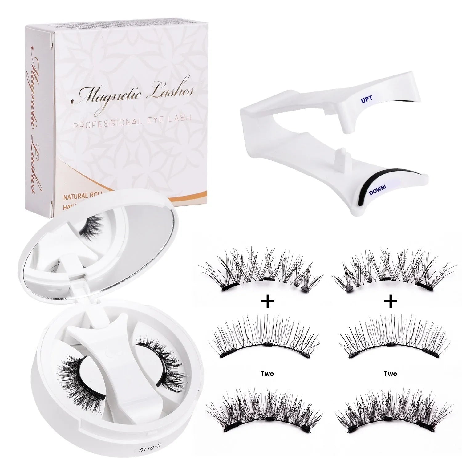 Portable integrated soap holder case for magnetic false eyelashes with chemical fibre lashes.