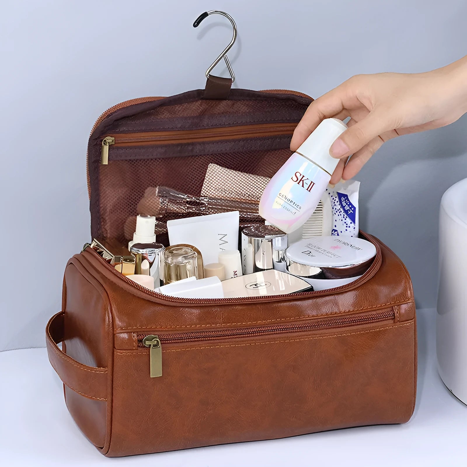 Large capacity waterproof cosmetic storage bag in retro style with multiple colour options