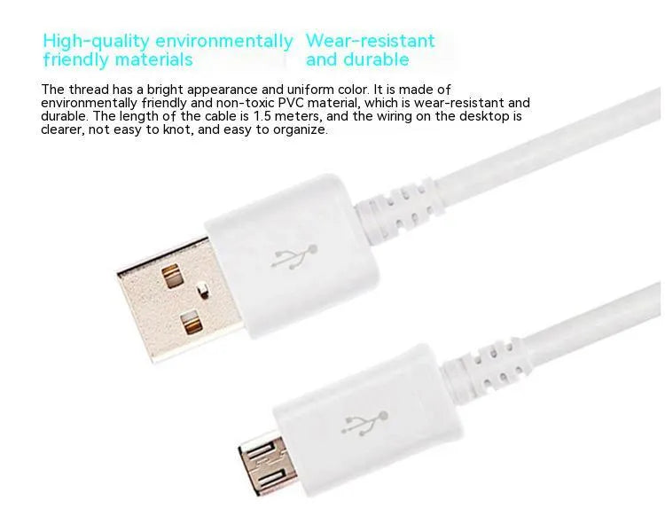 Android Micro USB data charging cable black white 1 metre length