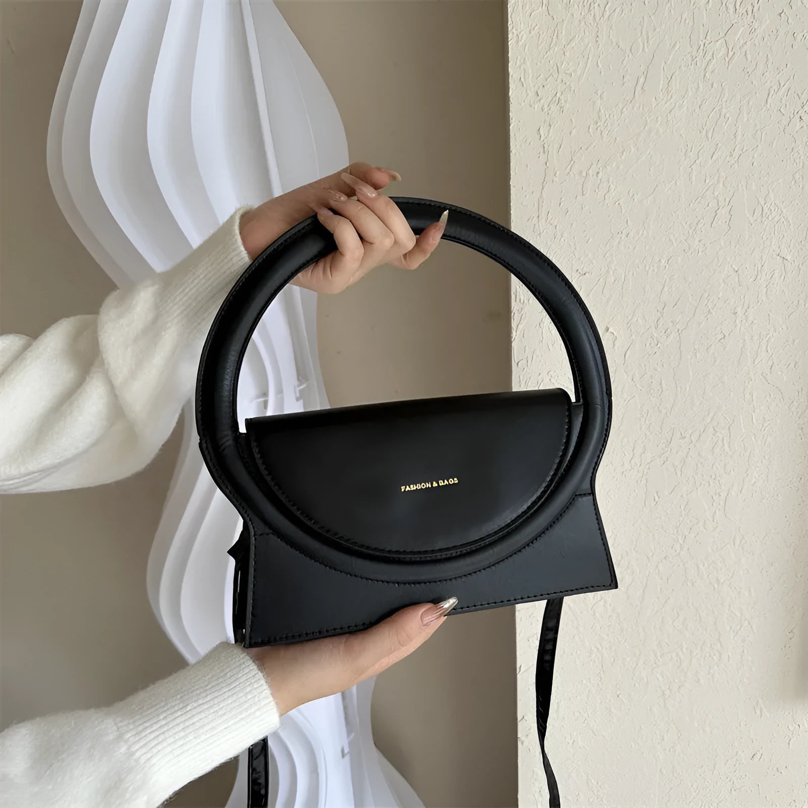 Horizontal square PU leather messenger bag with sandwich pocket design in five colour options