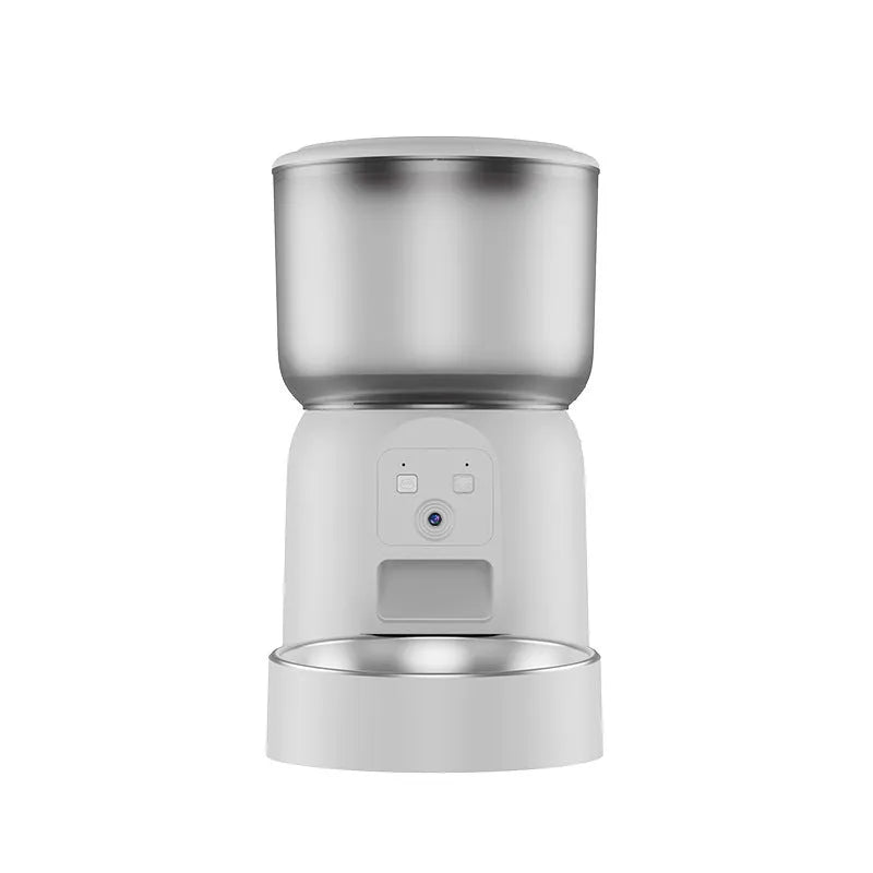 White Pet Intelligence automatic pet feeder with stainless steel food tray and moisture-proof design for dogs and cats