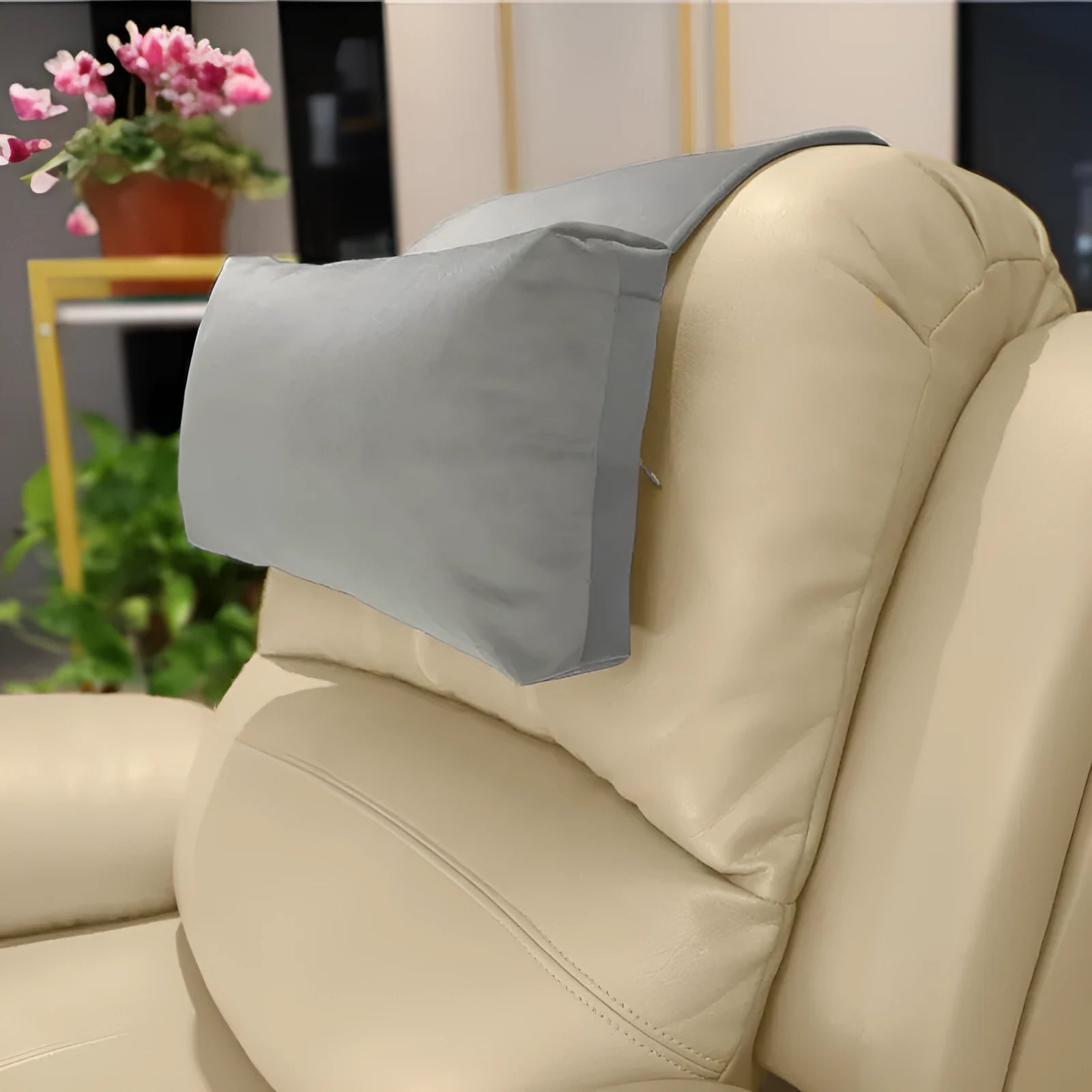 Adjustable fixed neck support car neck pillow in gray, with PP cotton filler, size 60x40x11cm