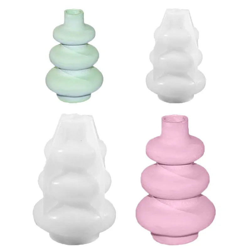 Three-layer circle vase silicone mold in irregular shape for baking and craft projects