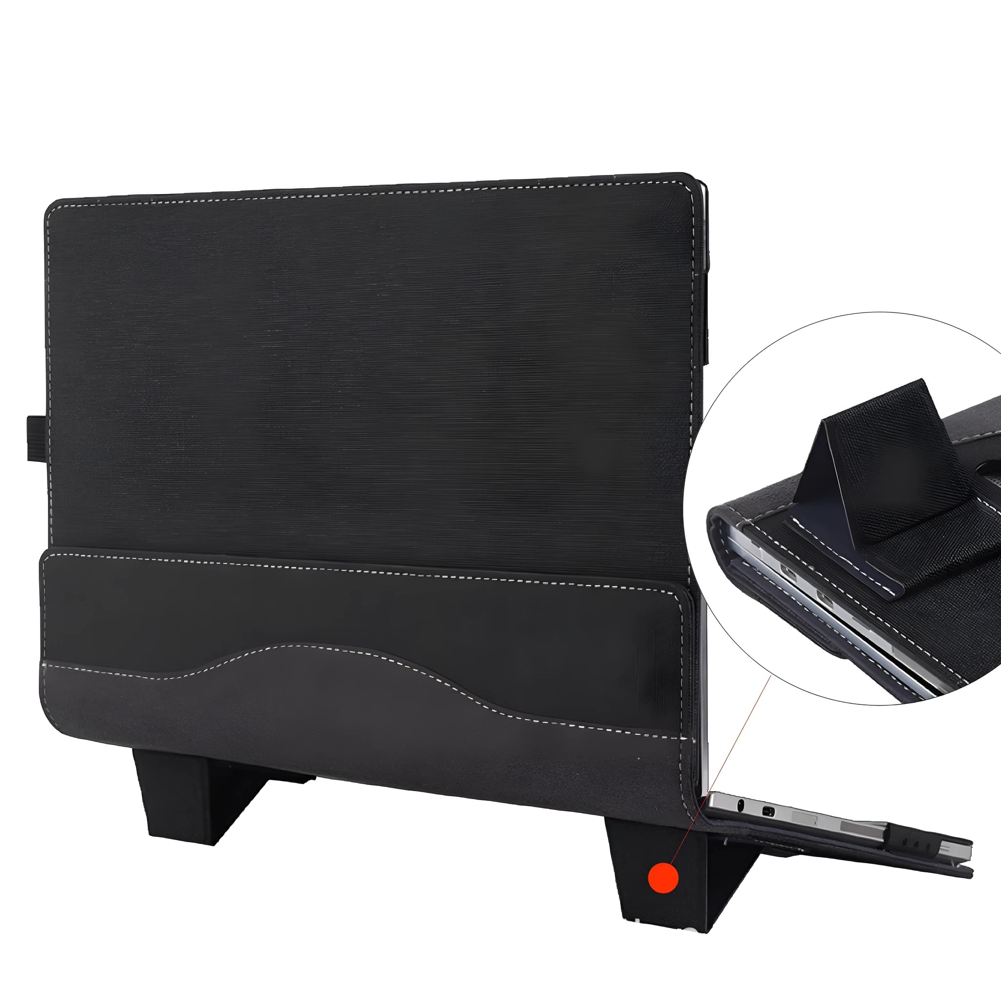 Black imitation leather laptop protective sleeve with Chinese style design for Microsoft Laptop6