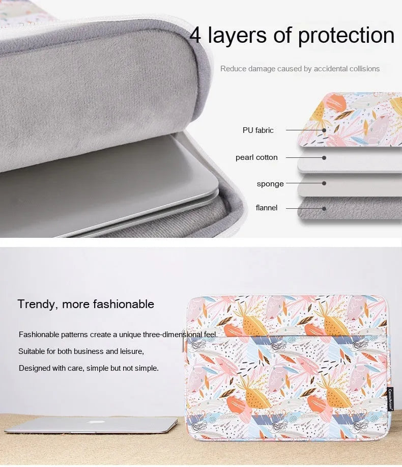 White waterproof PU leather laptop inner sleeve for 14 inch computers with protective features