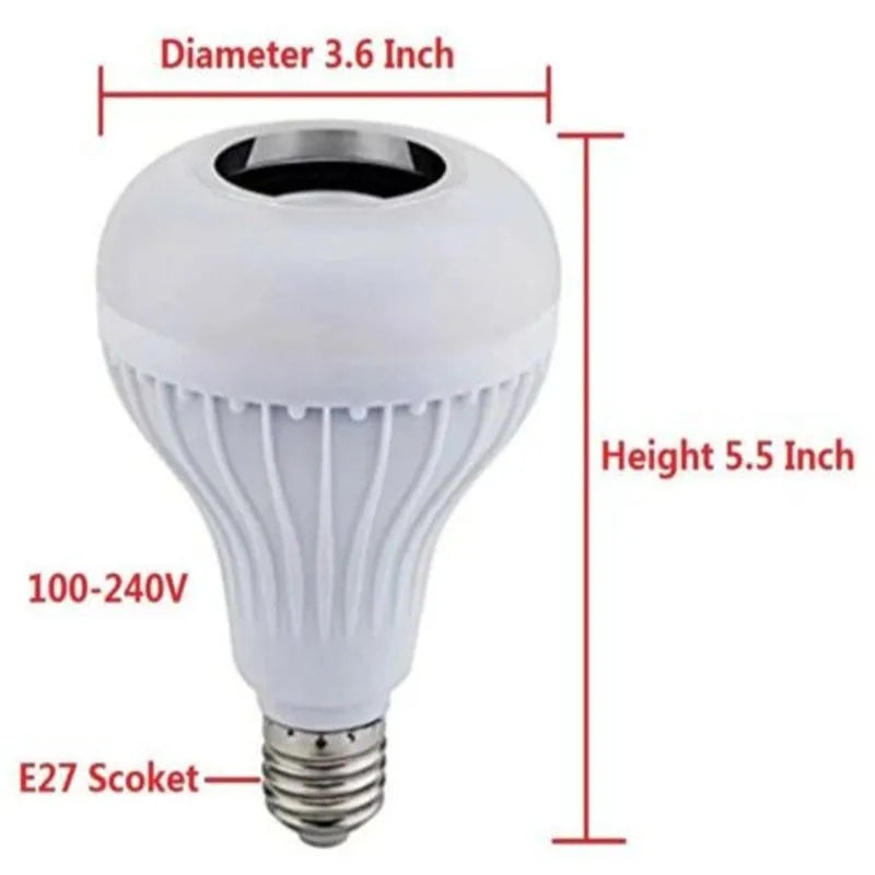 White E27 Bluetooth speaker light bulb with remote control for 16 colour options