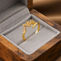 Gold geometric open fashion ring for women, made from electroplated copper.