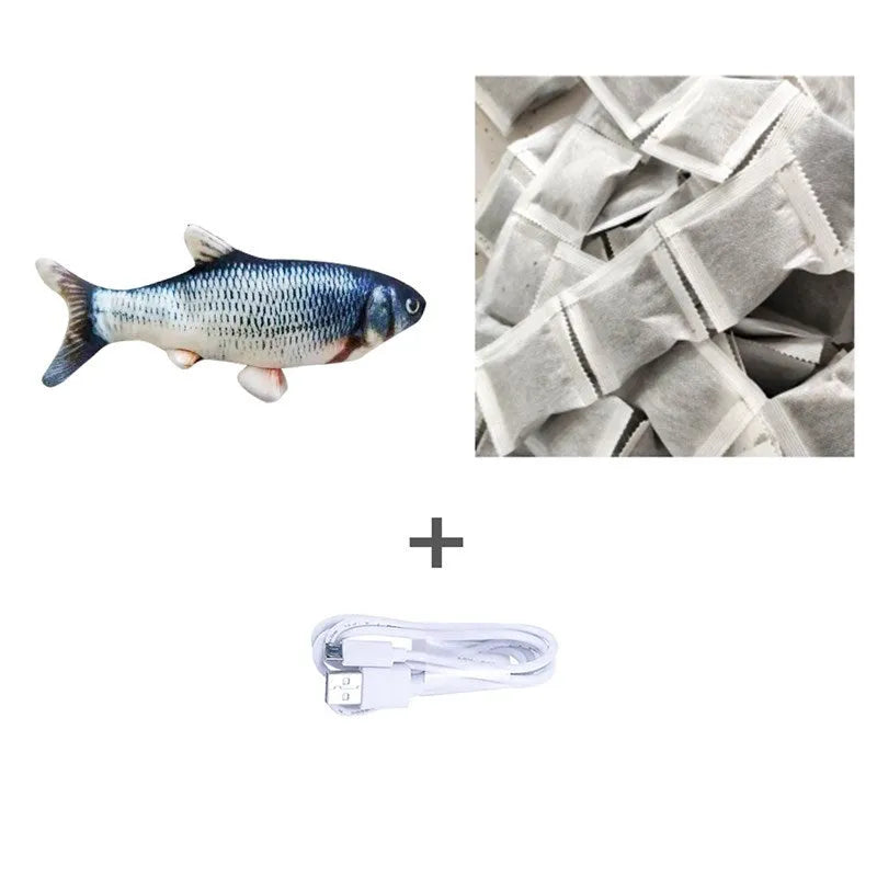30cm long multicolour electric jumping fish simulation cat toy with USB cable