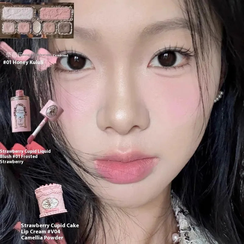 Cupid Series Liquid Blush bottle in one of six shades, showcasing its liquid formula on a hand swatch.