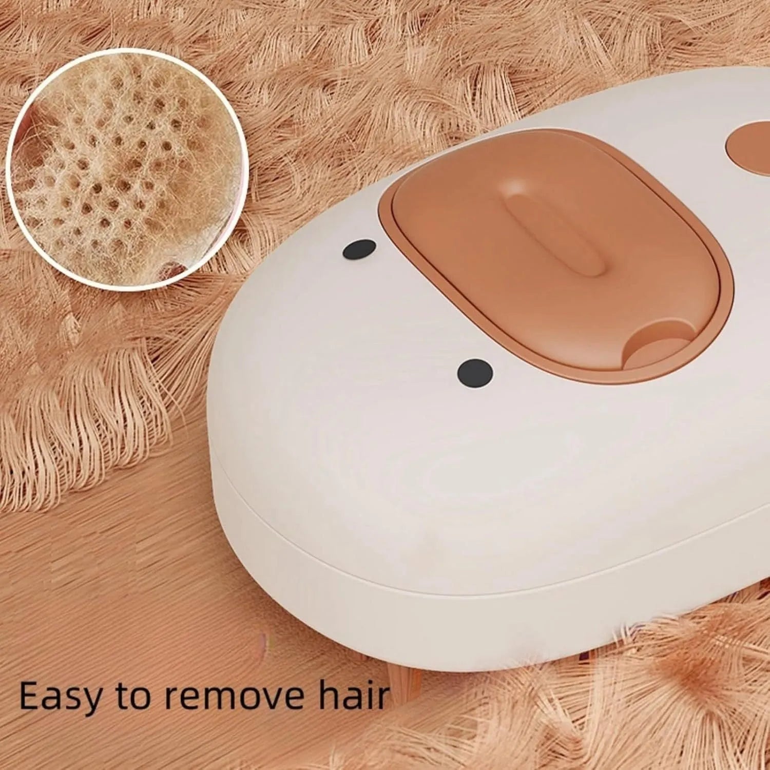 White and yellow rechargeable steam brush for grooming dogs and cats on a table.