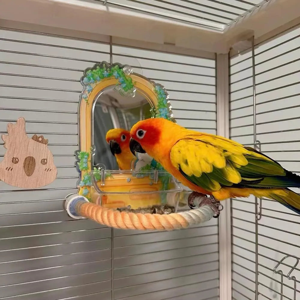 Gradient colourful bird rope perch stand with bendable shapes for small pet cage climbing and play