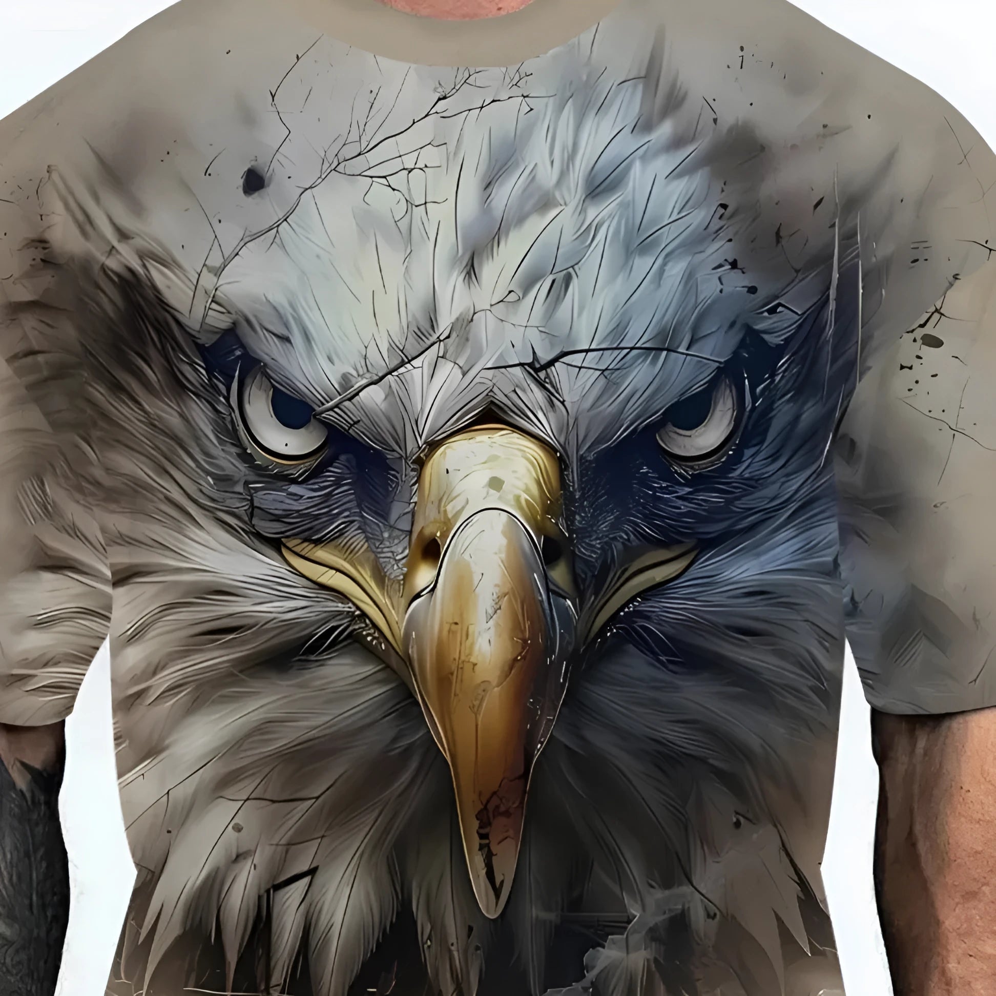 Men's loose-fitting t-shirt with coloured letters or eagle head graphic designs