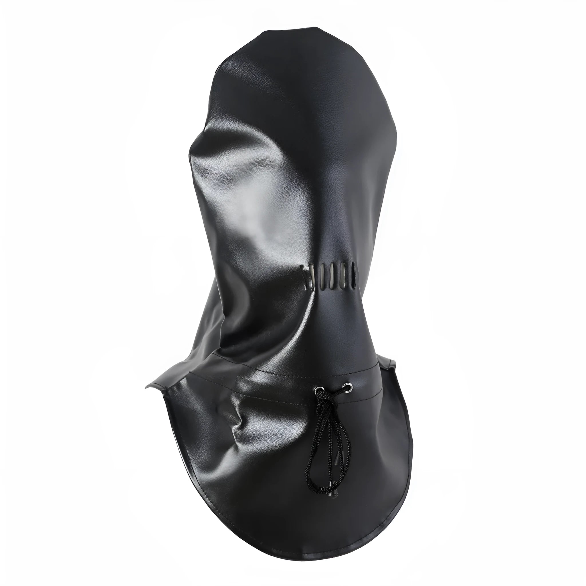 Black PU leather BDSM mask with breathable eye and mouth openings