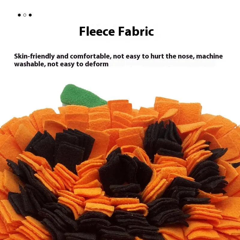 Orange polar fleece pet smell mat for dog slow feeding with textured surface