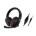 Black wired gaming headset with over-ear cups and a straight 6.3mm audio plug on a 1.2m cable.