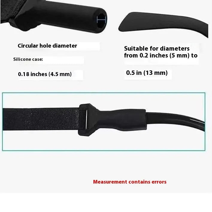 Black adjustable glasses anti-slip cord with silicone end hooks for earpieces.