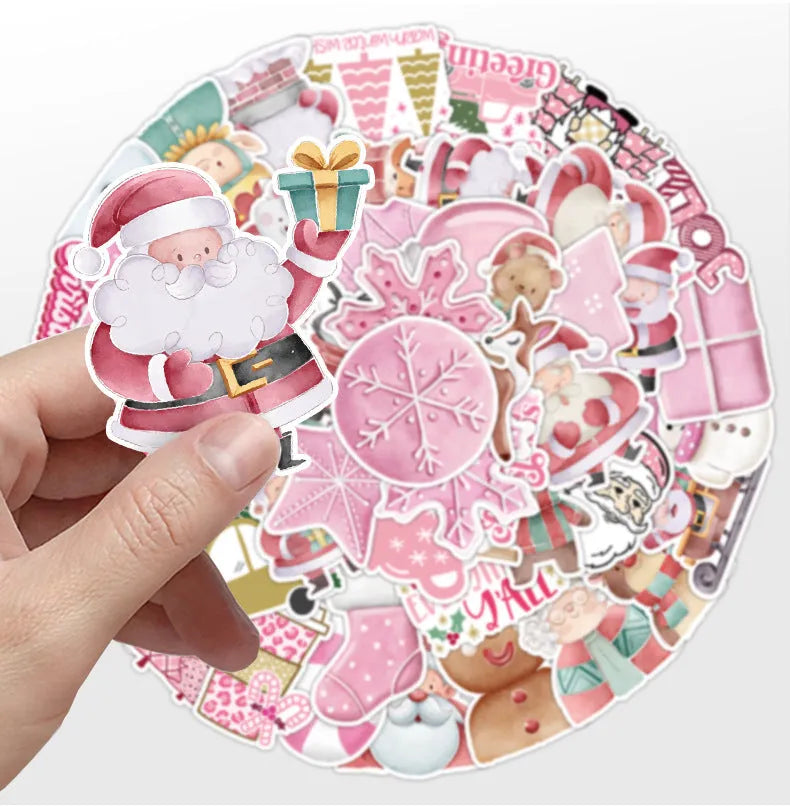 50 Christmas decoration stickers waterproof cute style for car phone laptop guitar 4-8cm