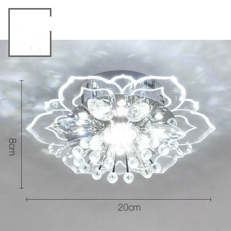 Modern crystal ceiling lamp with flower-shaped shade and LED lighting