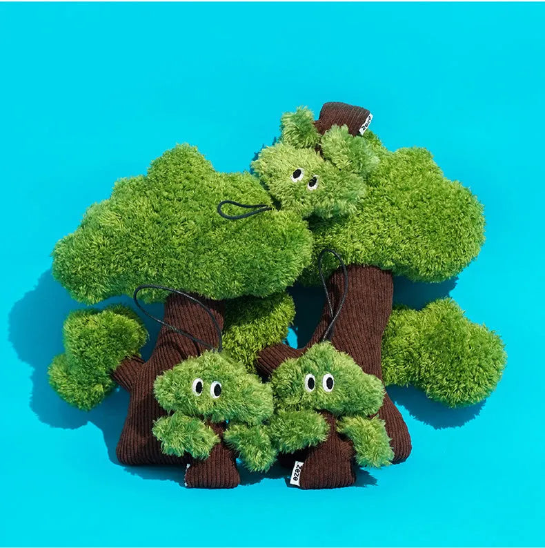 Green pine tree cat toy with mint filling and tease stick