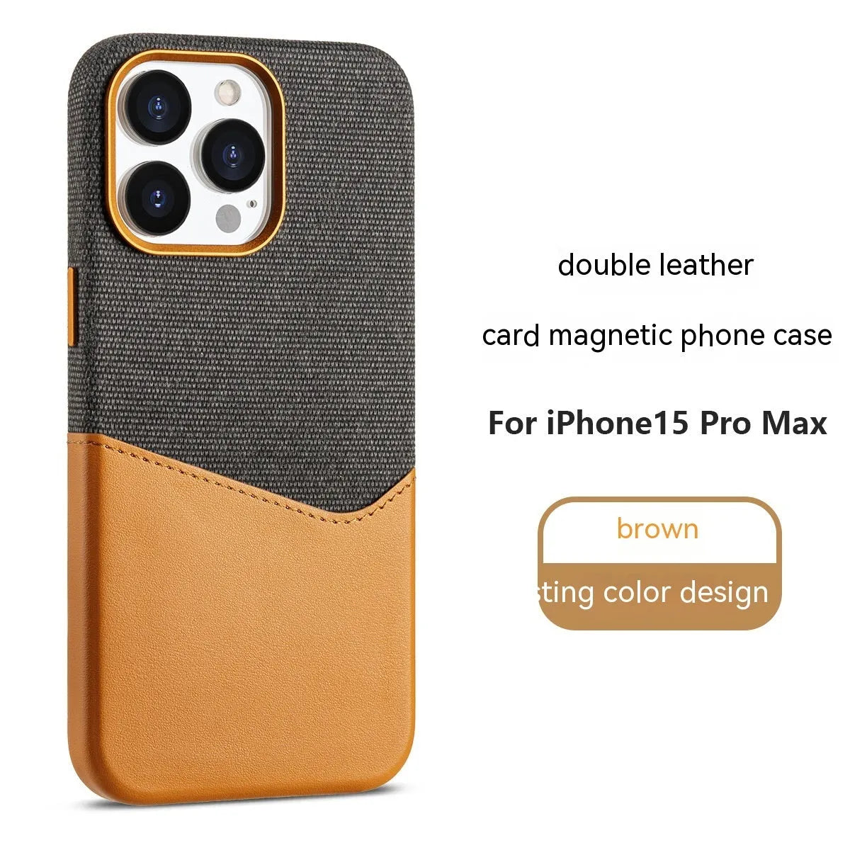 Leather magnetic card phone case for iPhone in black with colour-matching design and card slot visible