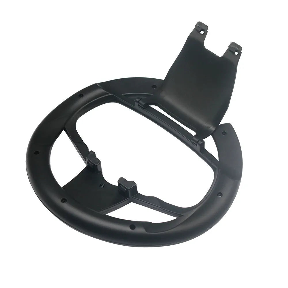 Black ABS plastic steering wheel attachment for a Sony PS5 controller