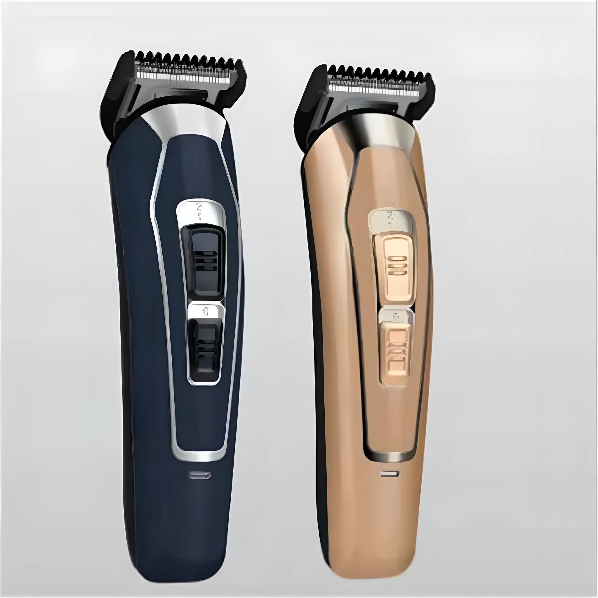 Dark blue rechargeable cordless hair clipper on a white background