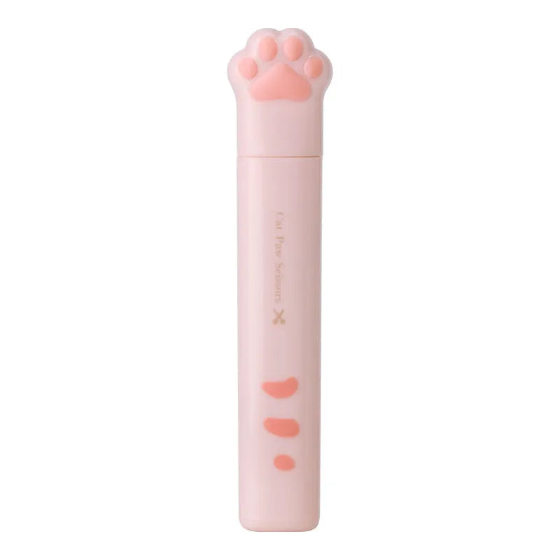 Cat paw mini folding scissors showing stainless steel blades and compact 8.7cm dimensions