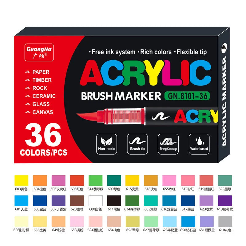Set of acrylic marker pens in multiple colours for art painting and graffiti projects