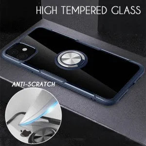 Black PU leather iPhone case for iPhone 11 Pro Max showing button and port access.