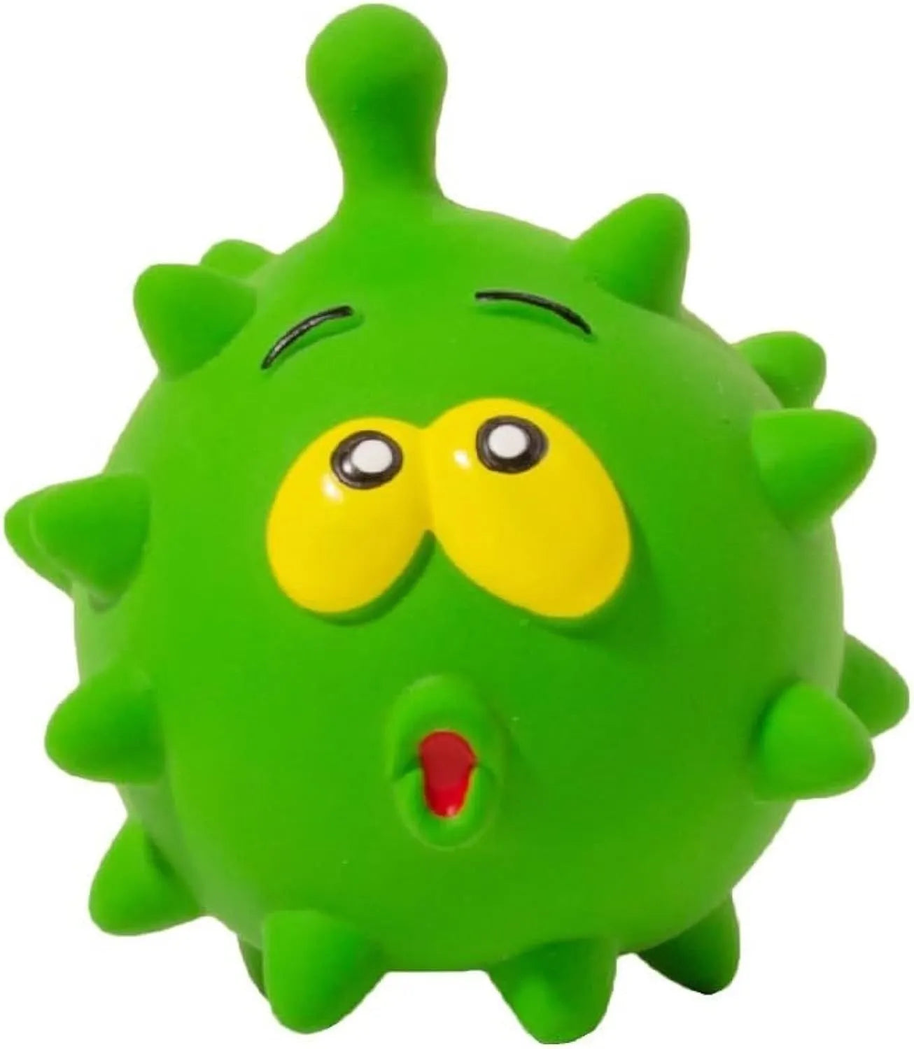 Set of four coloured natural latex rubber squeaky dog balls with bump-textured surfaces