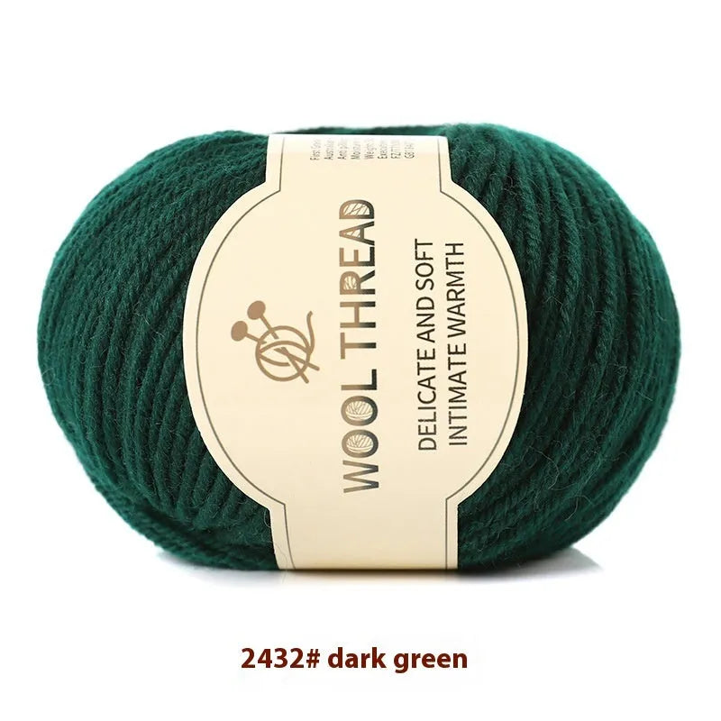 Roll of domestic wool knitting yarn for 10 needles in various colours including green, red, and blue