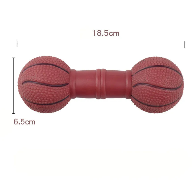 Brown orange white yellow football dumbbell shaped PVC squeaky dog chew toy
