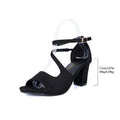 Women's Roman chunky heel sandals with buckle in beige showing PU upper and rubber sole