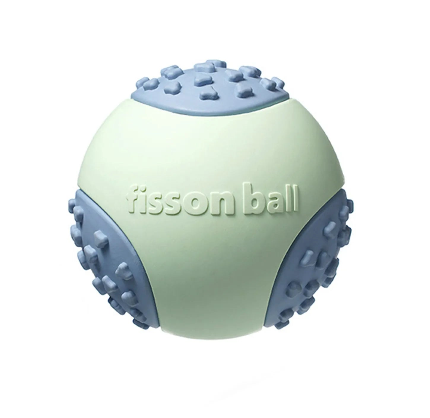 Green and pink 64mm diameter rolling ball dog toy for small and medium breeds