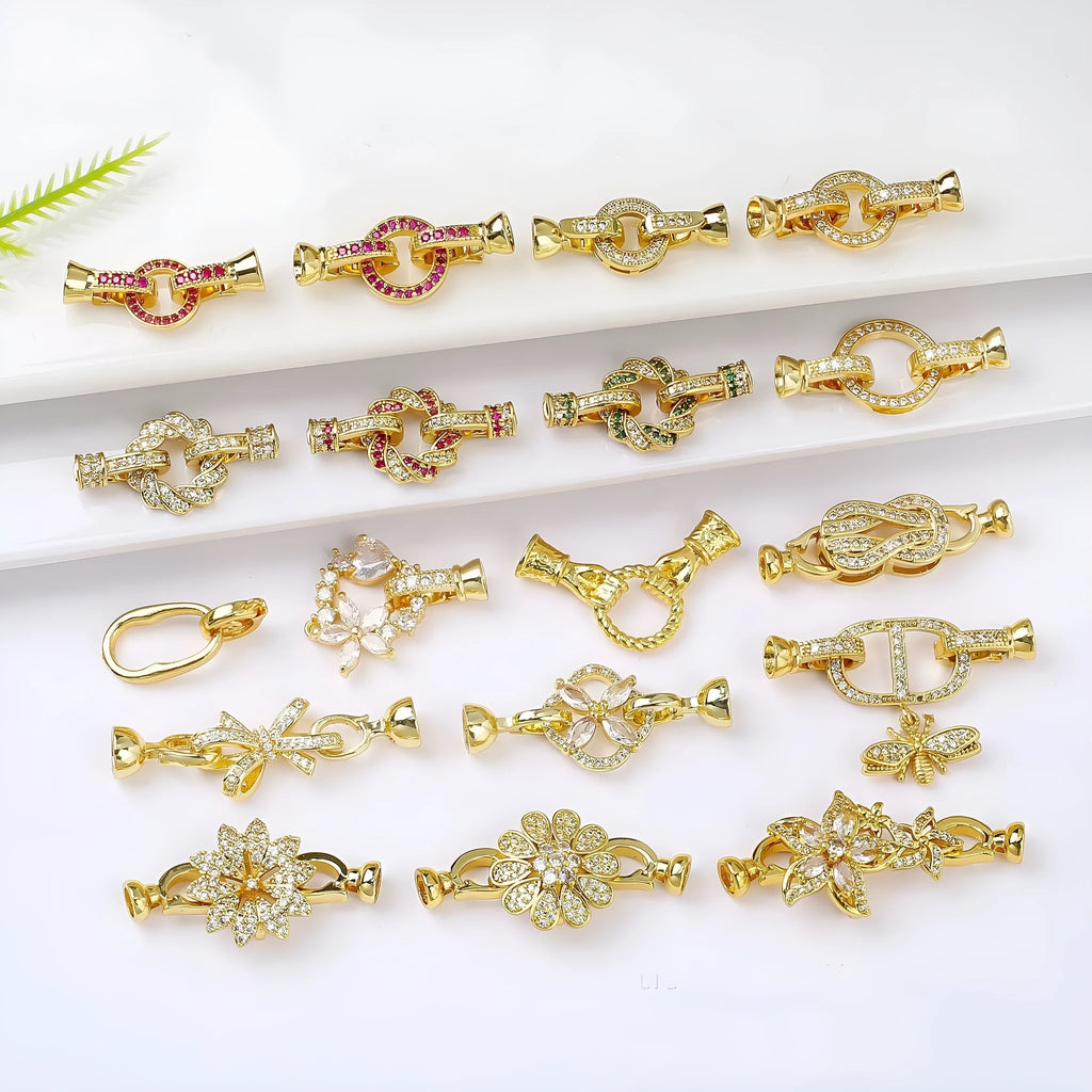 Small gold-plated chain buckle for necklace jewellery making with electroplated finish