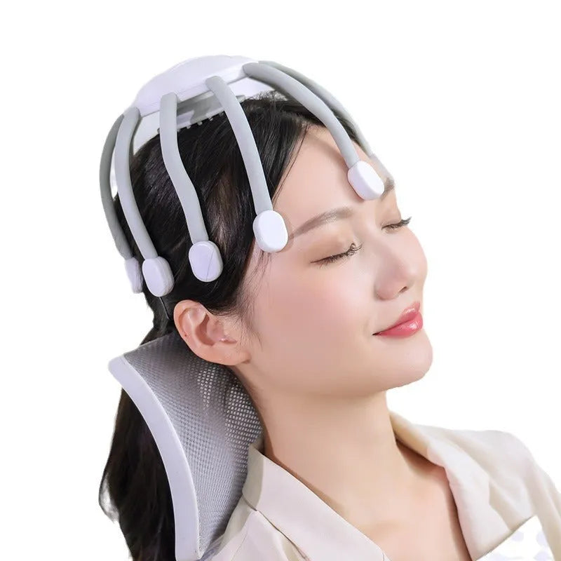 USB-powered electronic head massager with multiple massage claws for scalp relaxation