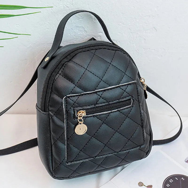 Girls' Korean style embroidered backpack in PU leather with hard-sided construction