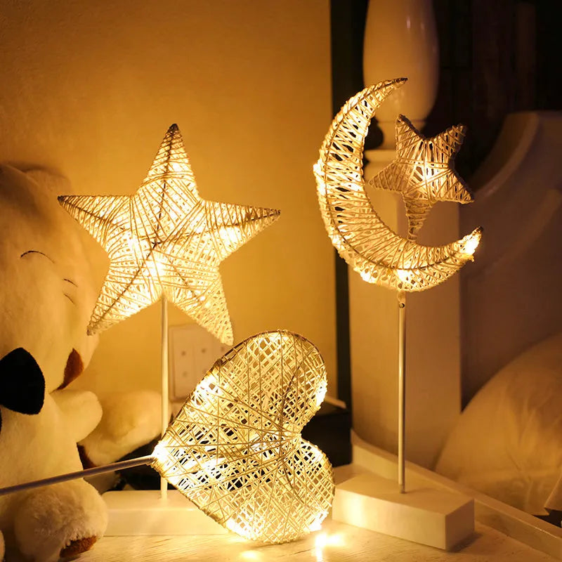 Rattan constructed LED decorative light in star shape with battery operation for room lighting