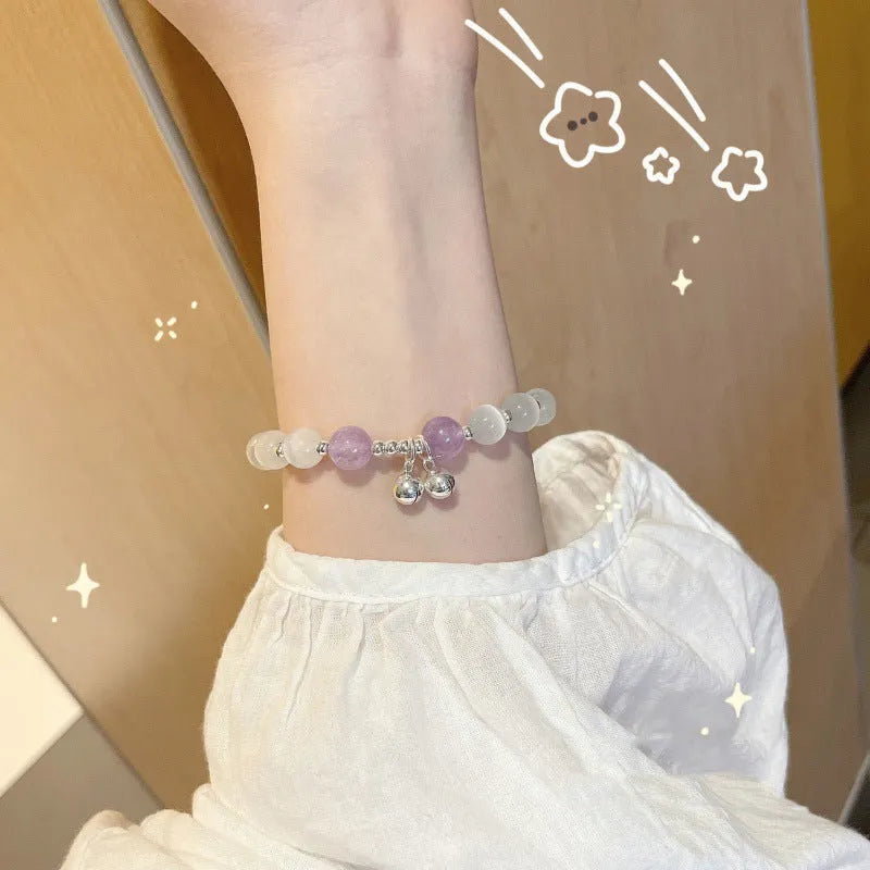 Chinese style bamboo leaf glass bracelet for women with a bamboo joint design.
