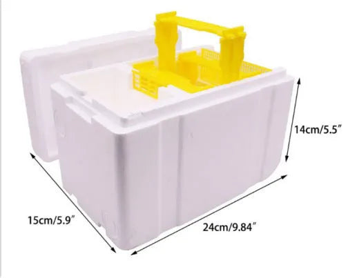 Three white EPS foam mini delivery boxes for bee breeding and hive management