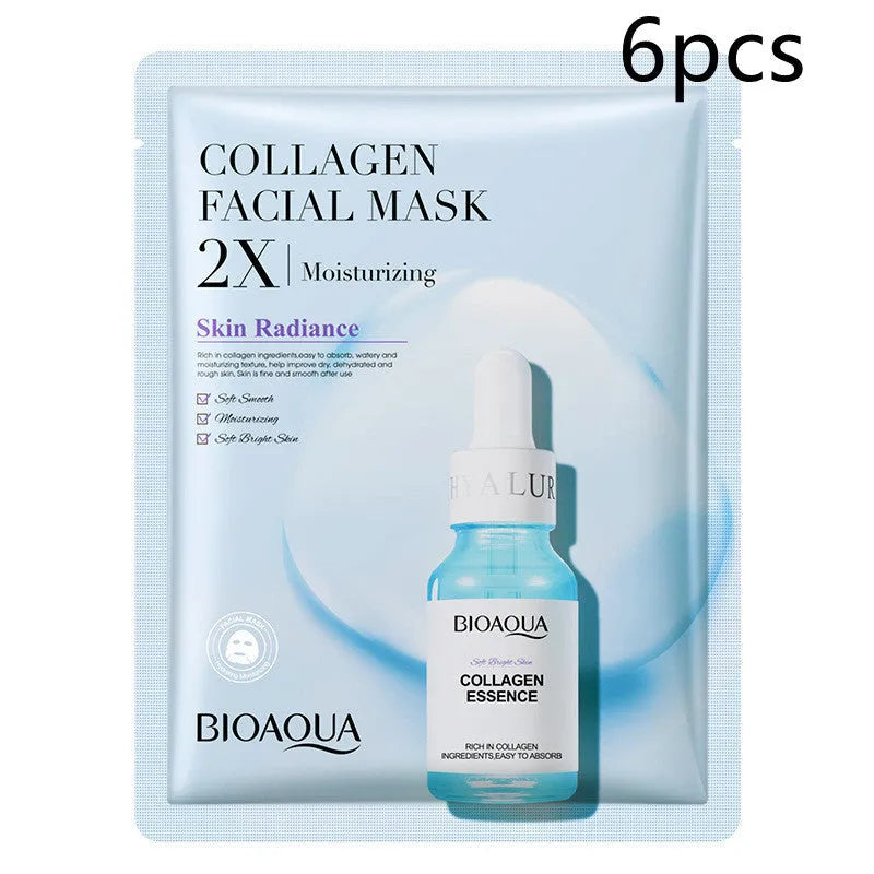 Collagen and hyaluronic acid facial sheet mask in 30g gel format with Vitamin C and Centella Asiatica options