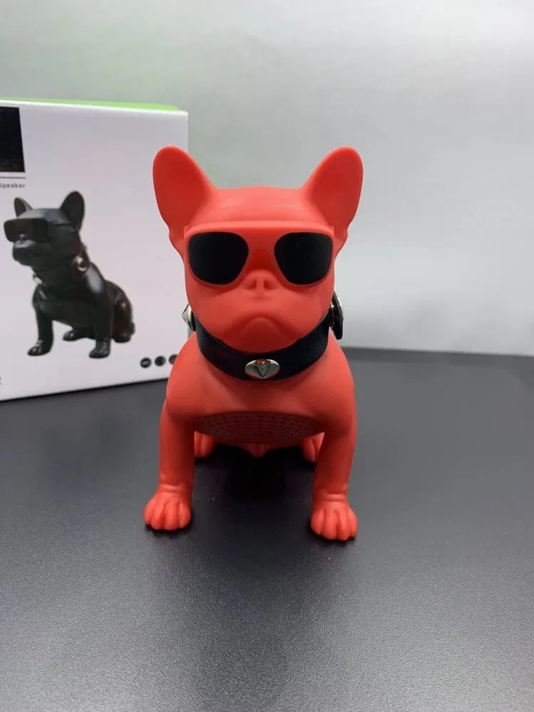 Mini bulldog-shaped Bluetooth speaker in black colour showing full body design